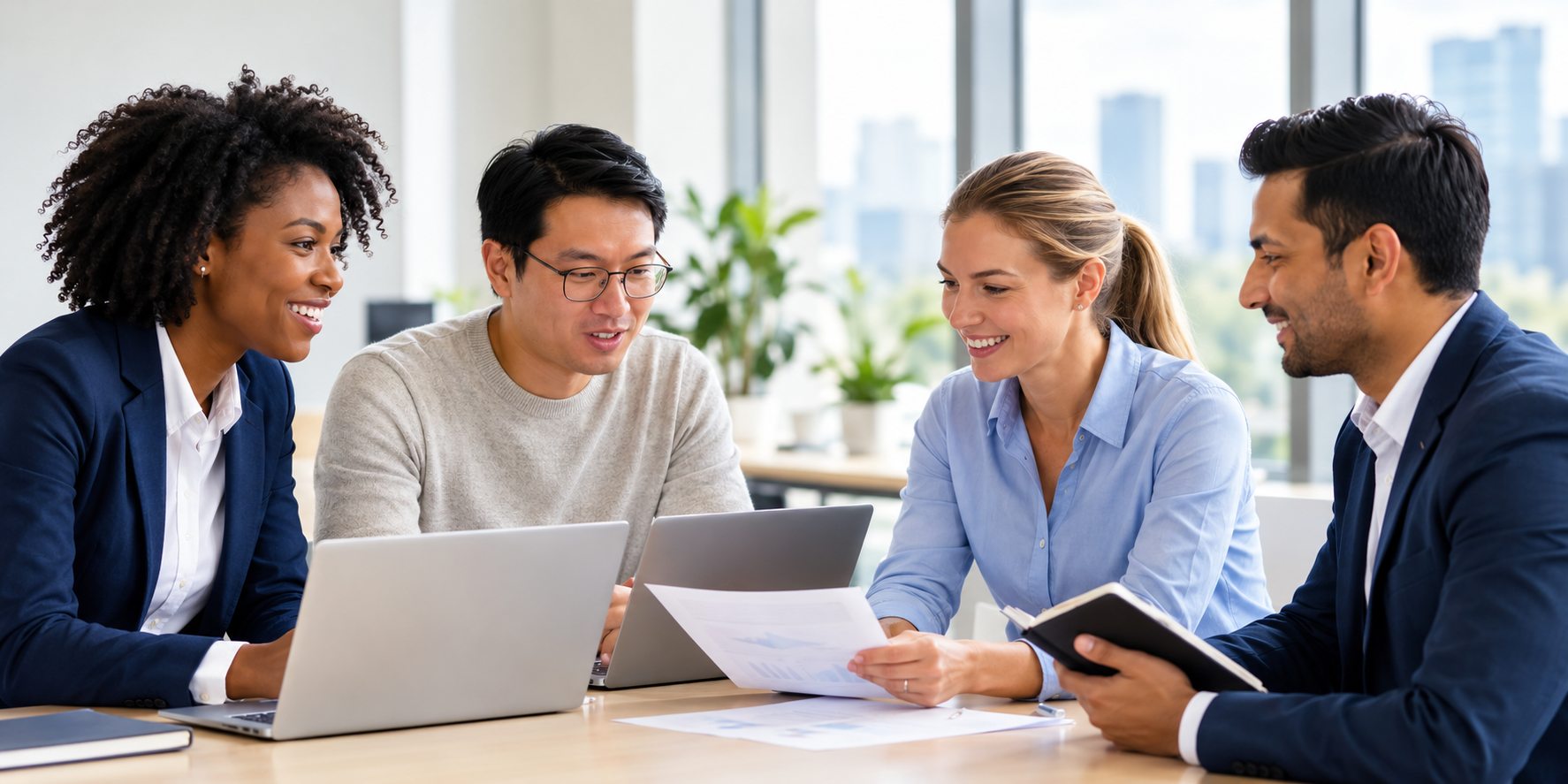 Professionals collaborating during a training session
